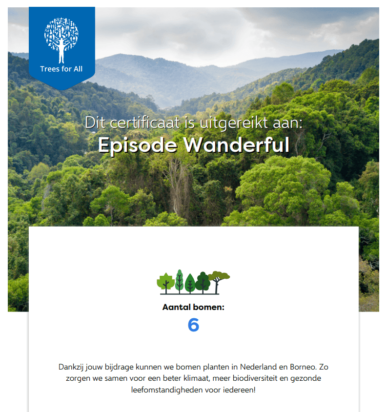 Trees for All certificaat Trees for All certificaat